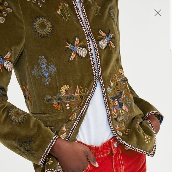 Zara Olive Embroidered Jacket - Picture 4 of 4